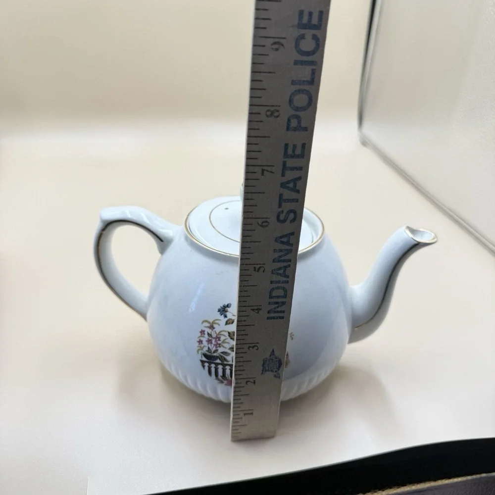 Ellgreave Wood & Sons Floral Teapot Genuine Ironstone Vintage England Cottage